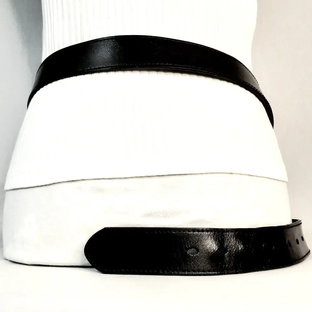 💎Dickies Genuine Black Leather Belt 46 to 48 Waist Curved Strap